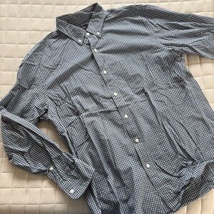 J. Crew Men’s Blue and White Gingham Casual Button Down Shirt